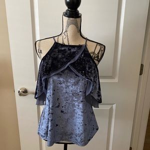 White House Black Market Crushed Velvet Cold Shoulder Top